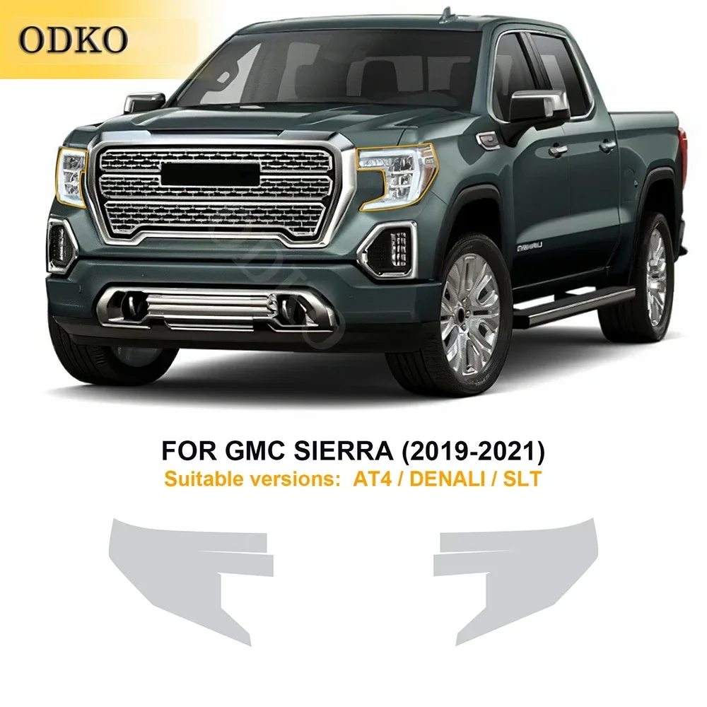 For GMC Sierra AT4 DENALI SLT 2019-2021 Pre Cut PPF Headlight Paint Protection Film 8.5mil TPU Clear Bra Car Styling