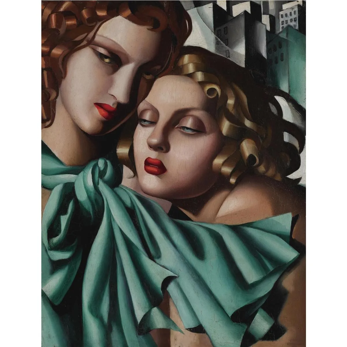 100% hand painted high quality reproduction of The Girls by Lempicka Portrait of Beauty oil canvas for bedroom decoration