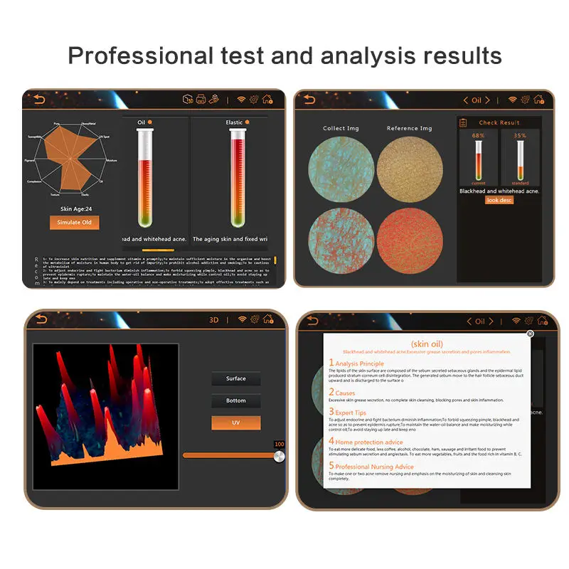 جهاز اختبار الجلد، تحليل الوجه، جهاز اختبار الرطوبة الذكي AI، صالون تجميل البشرة