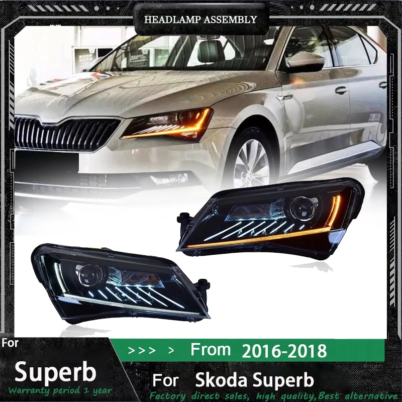 

Car Lights for skoda Superb LED Headlight 2016-2018 for skoda Superb Head Lamp Drl Projector Lens Automotive Accessories