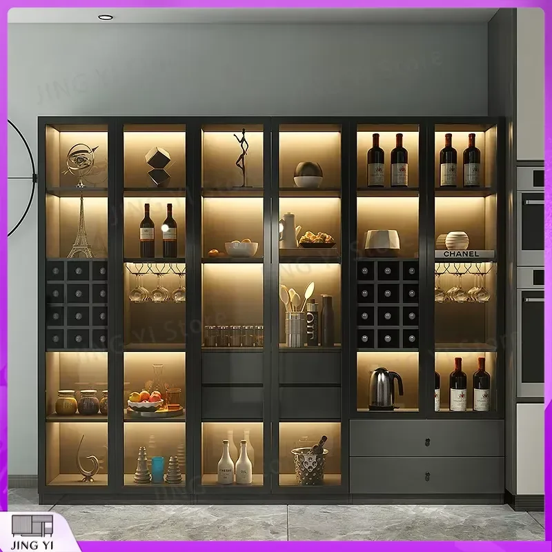 Modern LED Wine Cooler Cabinet with Glass Door for Restaurant Home Bar Storage Temperature Control Dual Zone Wine Fridge