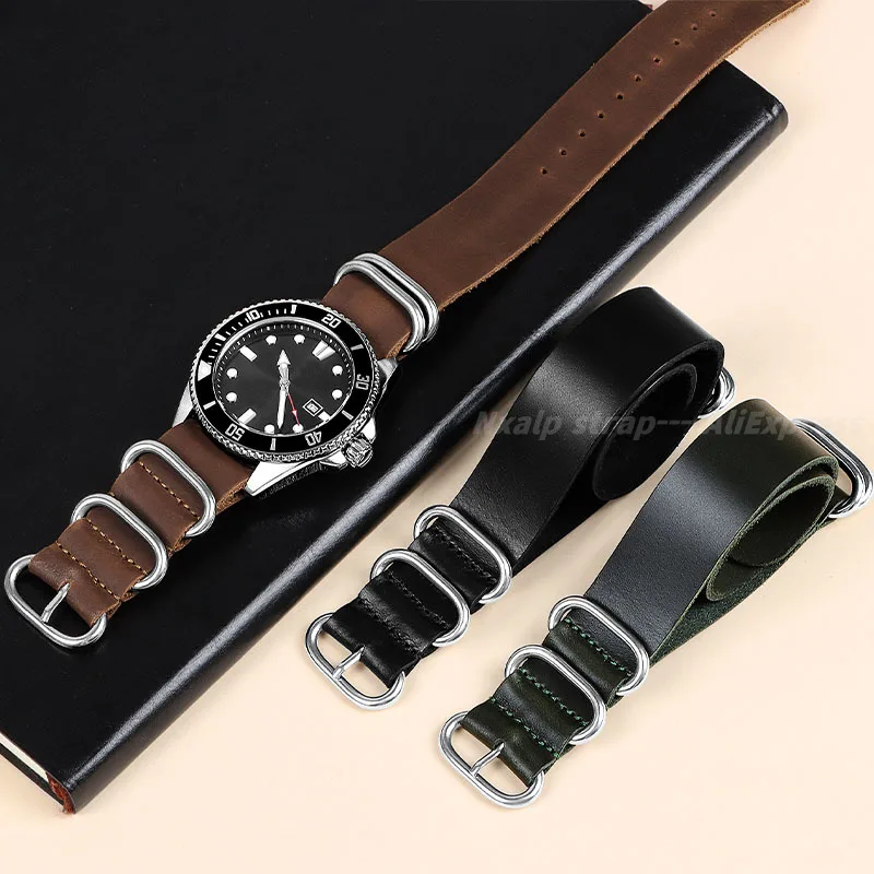 Cowhide Leather Watchband 18mm 20mm 22mm Vintage Brown Strap for Seiko for Rolex Universal Strap Men Women Bracelet Replacement