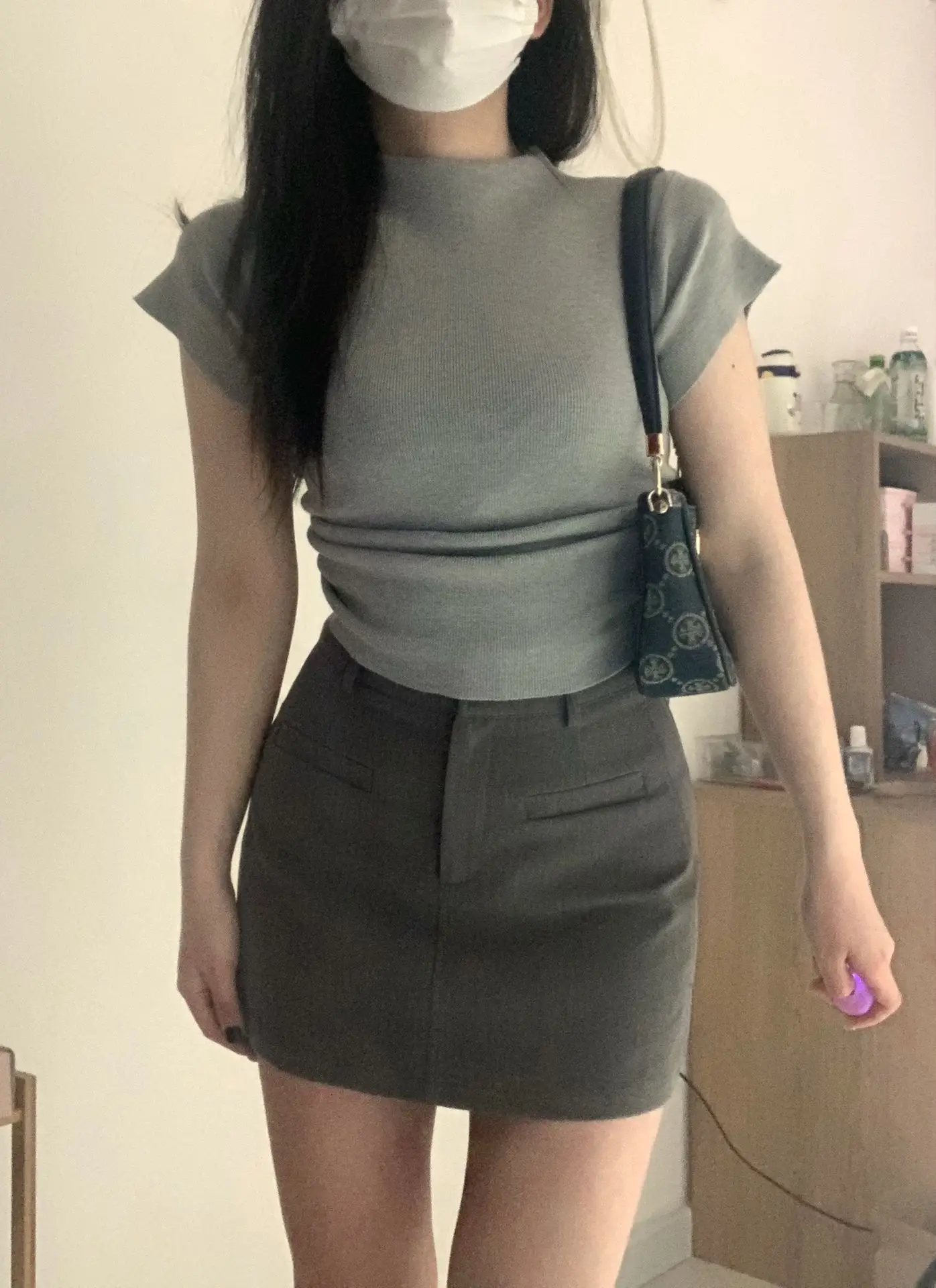 

ay Suit A-Line Skirt Women's plus Size High Waist Bodycon Skirt ort Skirt Commute Korean Sle Pure Color Button Detail