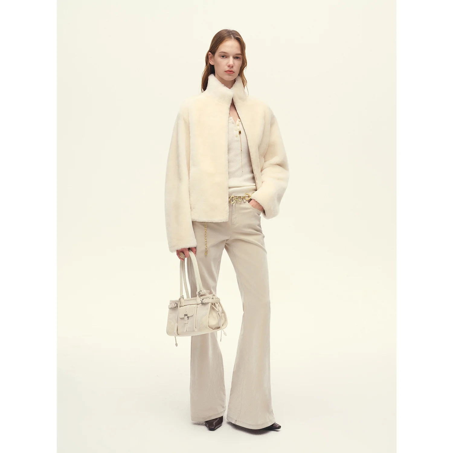 Imitation fur Imitation mink short stand-up collar fur coat for women
