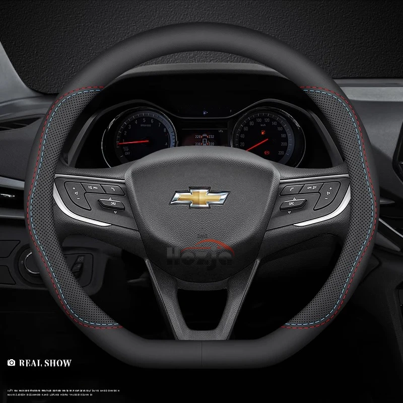 Leather Car Steering Wheel Cover for Chevrolet Captiva Aveo Trax Silverado Sail Onix Equinox Groove Auto Accessories