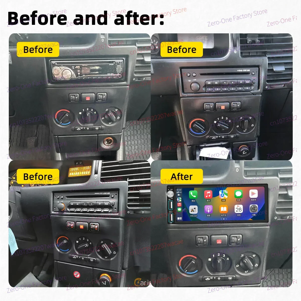 Carplay Autoradio 1Din Radio Android Car Multimedia for Opel Vauxhall Zafira A MK1 1999-2004 6.86