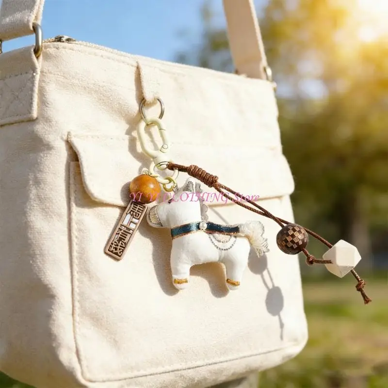 N5KF Cartoon Horse Keychain Made of Plush Material for Decorating Backpacks and Presents
