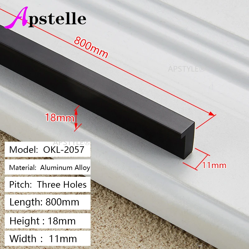 Apstelle ราวจับตู้ลิ้นชักอลูมิเนียมมือจับประตูตู้สีดำสีทอง, ราวจับตู้เสื้อผ้าตู้เสื้อผ้าแบบทันสมัยเคสอุปกรณ์เหล็กเครื่องตกแต่งบ้านแบบดึง