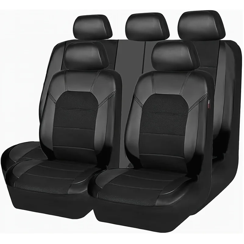 Luxury Breathable Split Leather Car Seat Covers, Universal Size Fits Most Five-Seater Models