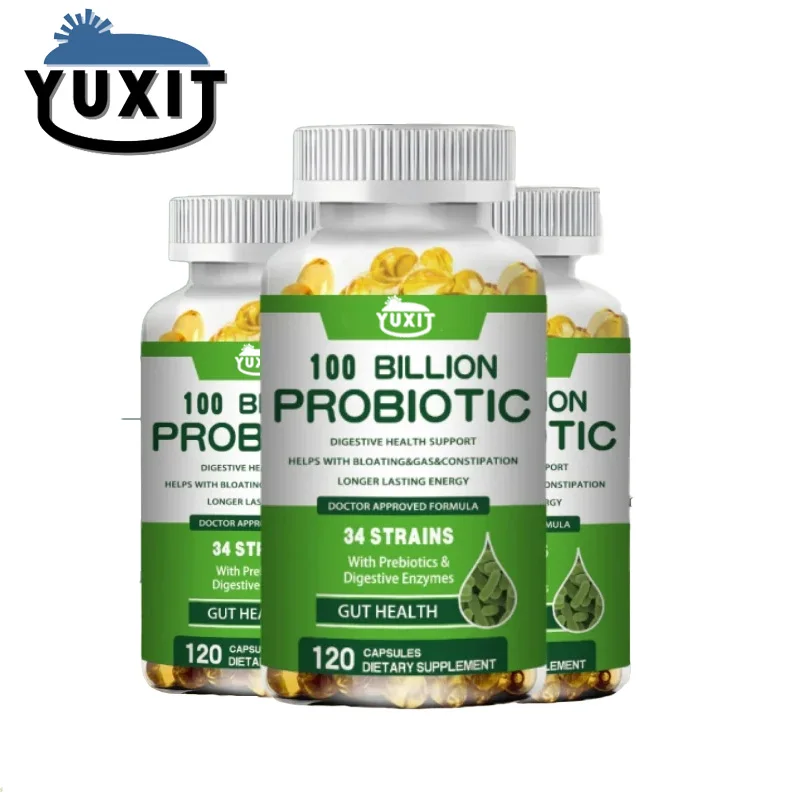 YUXIT Prebiotic Digestive Enzyme 120 Vegetarian Capsules 5 Probiotic Compounds - Supporting Intestinal Health