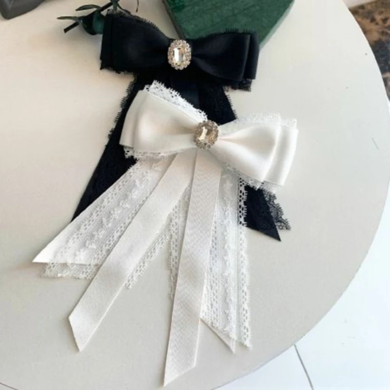 

Original Handmade Ribbon Lolita Bow Tie Concert Anime Support Stick Women's Shirt High-end Collar Flower Brooch Accessories Gift