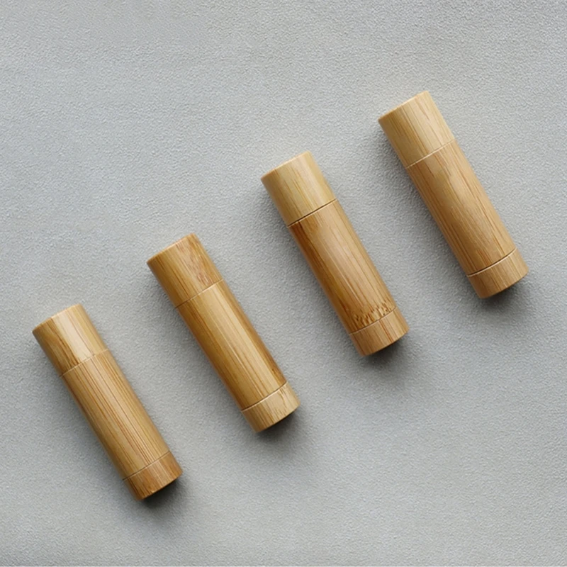 Natural Bamboo Empty Lipstick Lip Balm Tube Reusable Makeup Storage Solution Drop Shipping