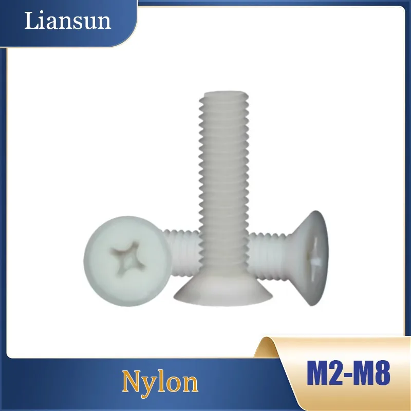 High-Strength White Nylon-Reinforced Glass Fiber Countersunk Cross-Head Crews Flat-Head Plastic Bolts And Screws M2M3M4M5M6M8