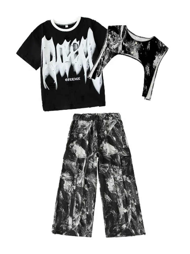 Jungen Hip Hop Tanzkleidung Hübsche Baggy Street Kleidung Mädchen Jazz Performance Kostüm Kinder Poppin Breaking Dancewear BL15925