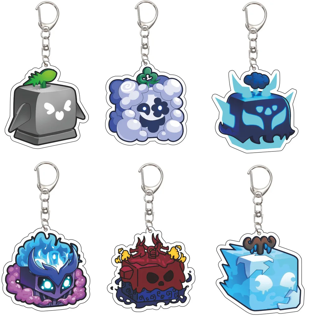 55MM Anime Blox Fruits Schlüsselanhänger Grasfrucht Marshmallow-Frucht Eisfrucht Geisterfrucht Acryl-Schlüsselanhänger Weihnachtsgeschenke