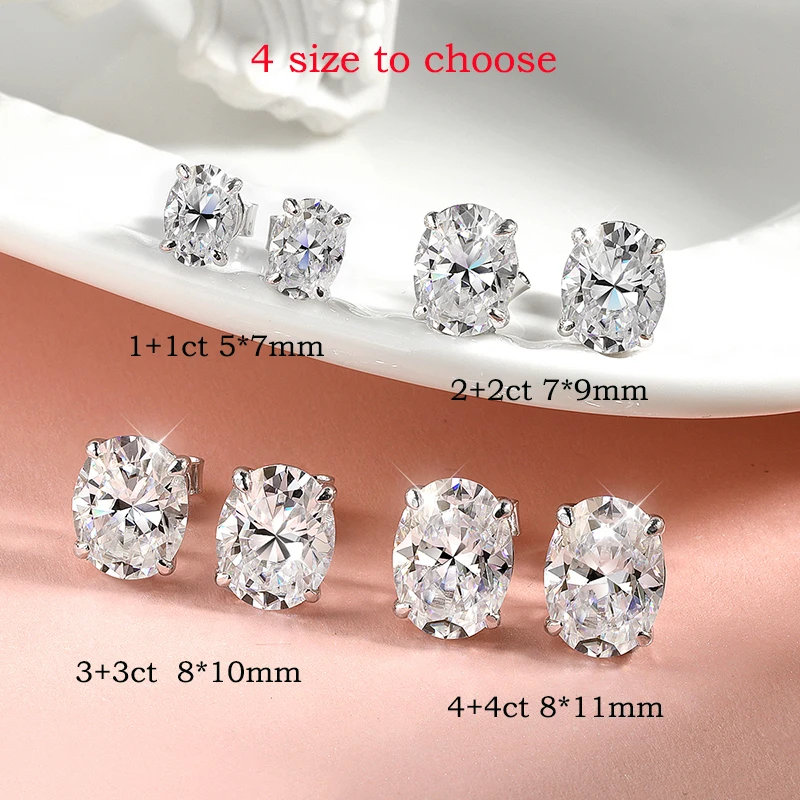 Smyoue Each 1-4CT Oval Cut GRA Certified Moissanite Stud Earrings for Women Ideal Cut Gemstone 925 Sterling Silver Plated 18k