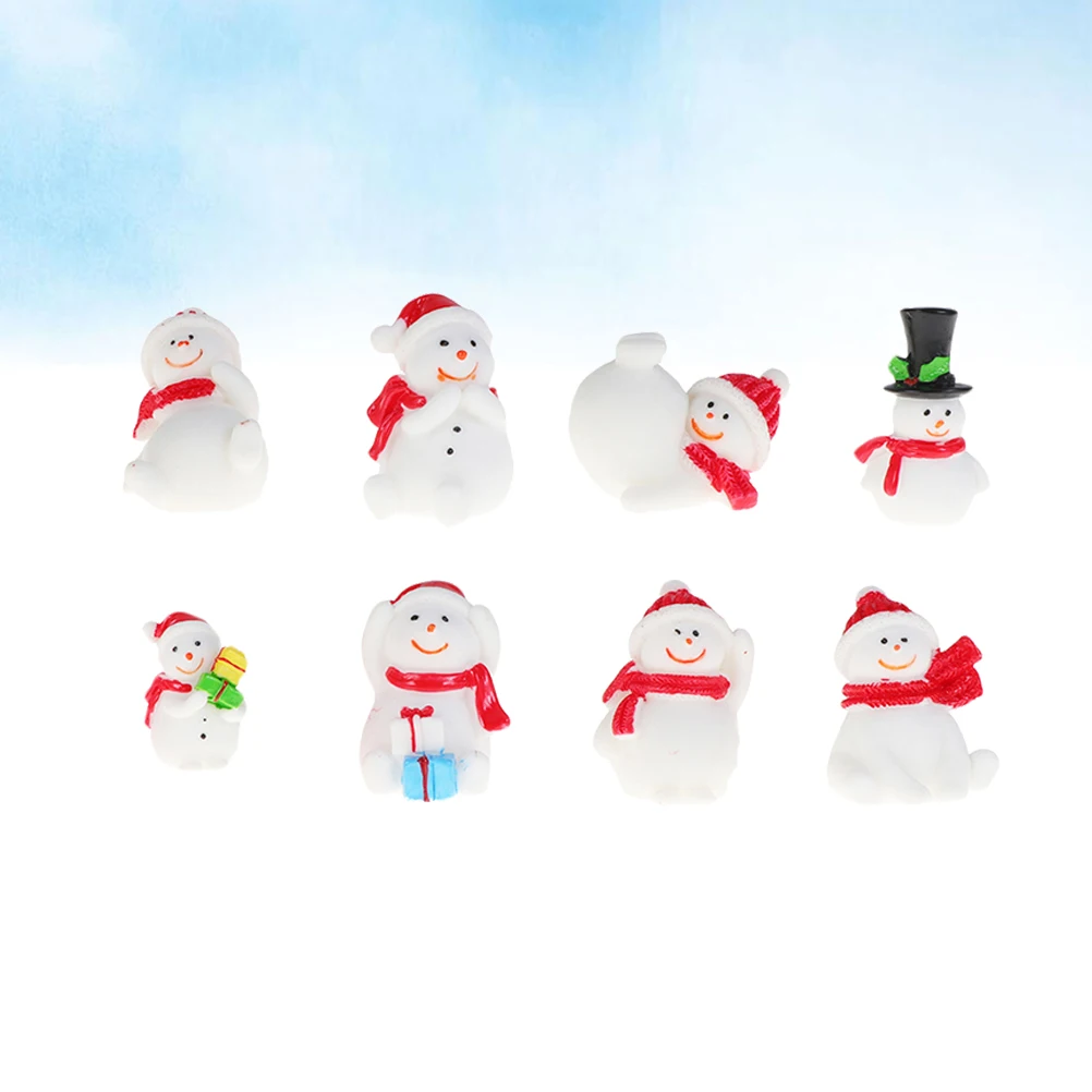 

8pcs Decor Snowman Shape Christmas Microlandscape Resin Lanscape Decor naments Desktop Miniature Holiday