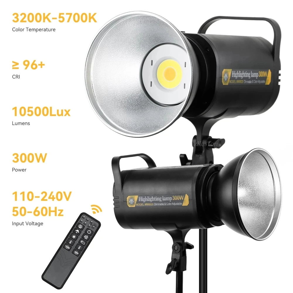 Lampe de photographie à intensité variable continue, lumière LED vidéo, éclairage de studio photo, lumière du jour pour YouTube, vidéo en direct, lumière de remplissage, 300W, 5700K