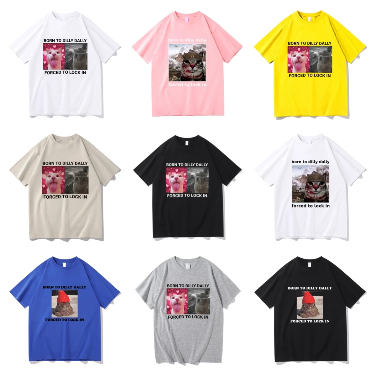 تي شيرت إلزام بالبقاء بشكل طبيعي وبطيء السرعة مضحك على شكل قطة إيموجي تي شيرت هاراجوكو صيفي من القطن الخالص تي شيرت منقوش للجنسين #1