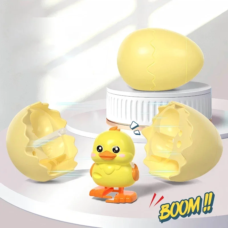 Cartoon With Eggshell Cute Duckling Dinosaur Egg Shape Using Clockwork Power Can Walk Animal Doll Home Desktop Fun Decoration