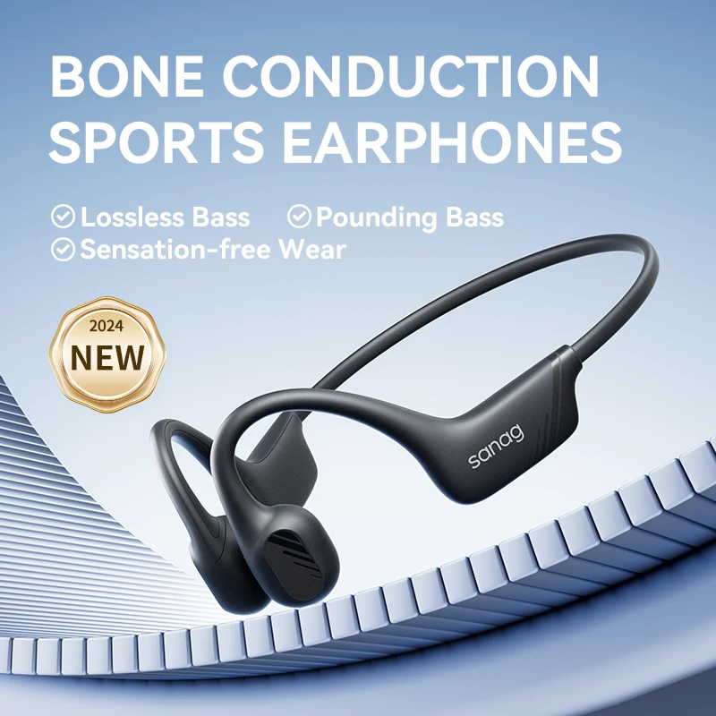 Sanag B21S Bone Conduction Wireless Earphones Bluetooth 5.4 HiFi Bass Headphones IPX5 Waterproof Running Sports Earbuds