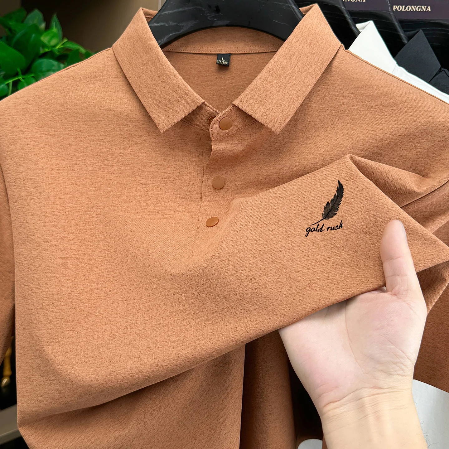 

Men summer quick drying solid color lapel short sleeve polo shirt busine casual skin friendly breath first choice Tshirt top
