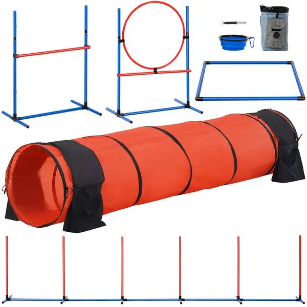 

VEVOR Dog Agility Training Equipment 5 PCS Set Upgrade w/ Hurdles Extended Tunnel