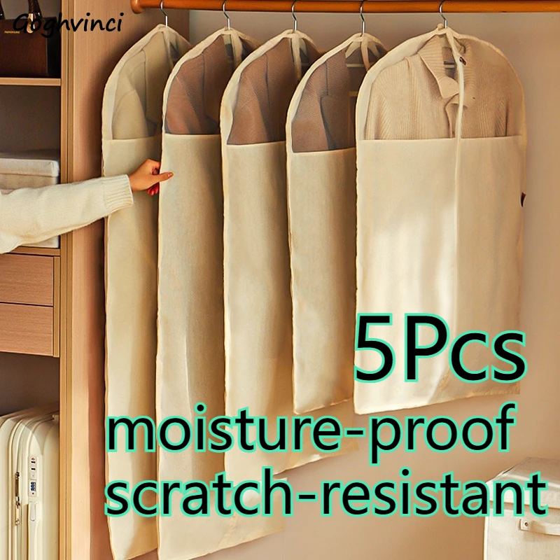 

Clothing Covers Household Wardrobe Hanging Dust-proof Simple Storage Bags Multi-function 5Pcs Linen-Cotton Breathable Durable