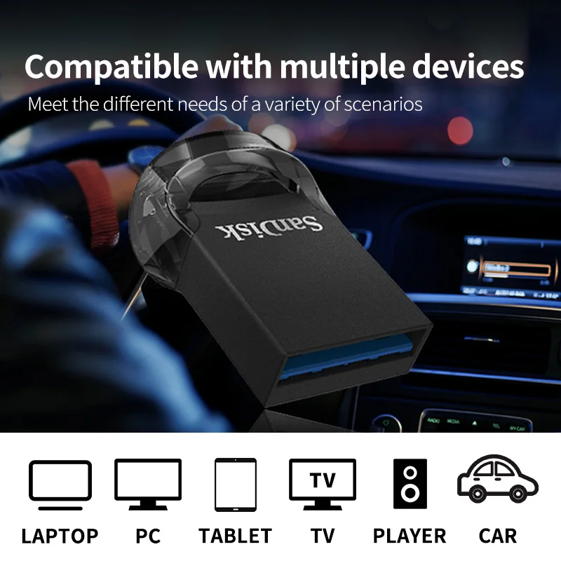 SanDisk Ultra Fit USB 3.2 محرك فلاش محرك قلم صغير 16 جيجابايت 32 جيجابايت 64 جيجابايت 128 جيجابايت 256 جيجابايت 512 جيجابايت تخزين ذاكرة فلاش عصا للكمبيوتر