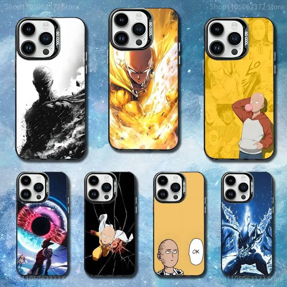 

Anime O-One P-Punch M-Man Phone Case For iPhone 11,12,13,16,14,15,Mini,Pro,XS,MAX Black Matte Shockproof Cover