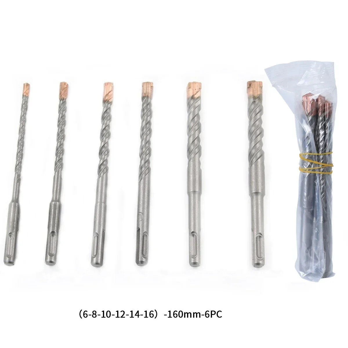 7-teiliges 4-schneidiges SDS-Plus-Bohrhammer-Set, 5, 6, 8, 10, 12, 14, 16, 18 mm, 160 200 mm, für Beton, Ziegelblock, Stein, Mauerwerk und Granit