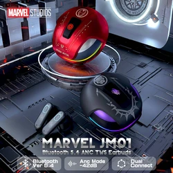 Disney-marvel jm01 bluetooth 5.4ワイヤレスヘッドセット,アクティブノイズキャンセリング,4つのマイク,HD通話,アイアンマン