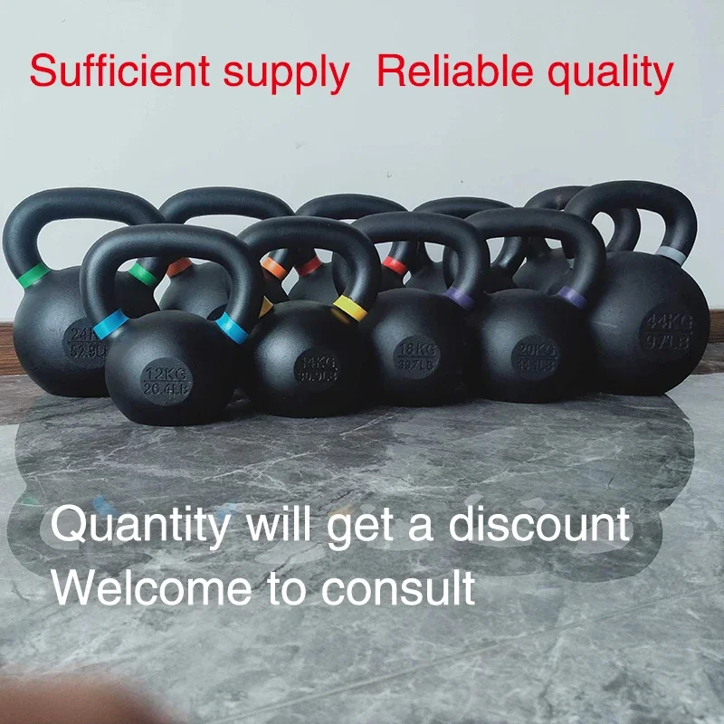 Customizable Black Cast Iron Kettlebells Fitness Training Strength Competition 4kg 16kg 48kg Gym Yoga Practice Durable Steel