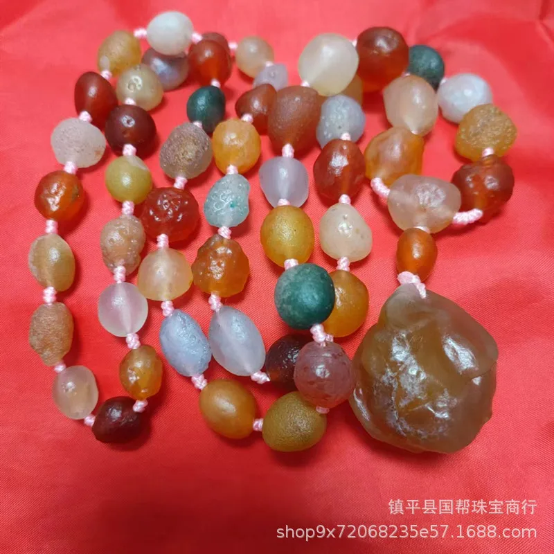 Factory Alashan Gobi Rough Stone Agate Necklace Fashion Boutique Colorful Sweater ChainGenuine Goods image 2