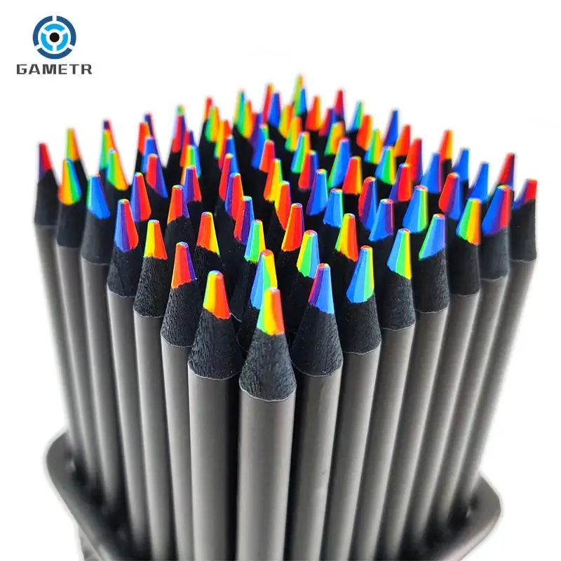 4PCS 7 Colors Concentric Gradient Colorful Pencil Crayons Colored Pencil Set Creative Kawaii Stationery Art Painting Drawing Pen