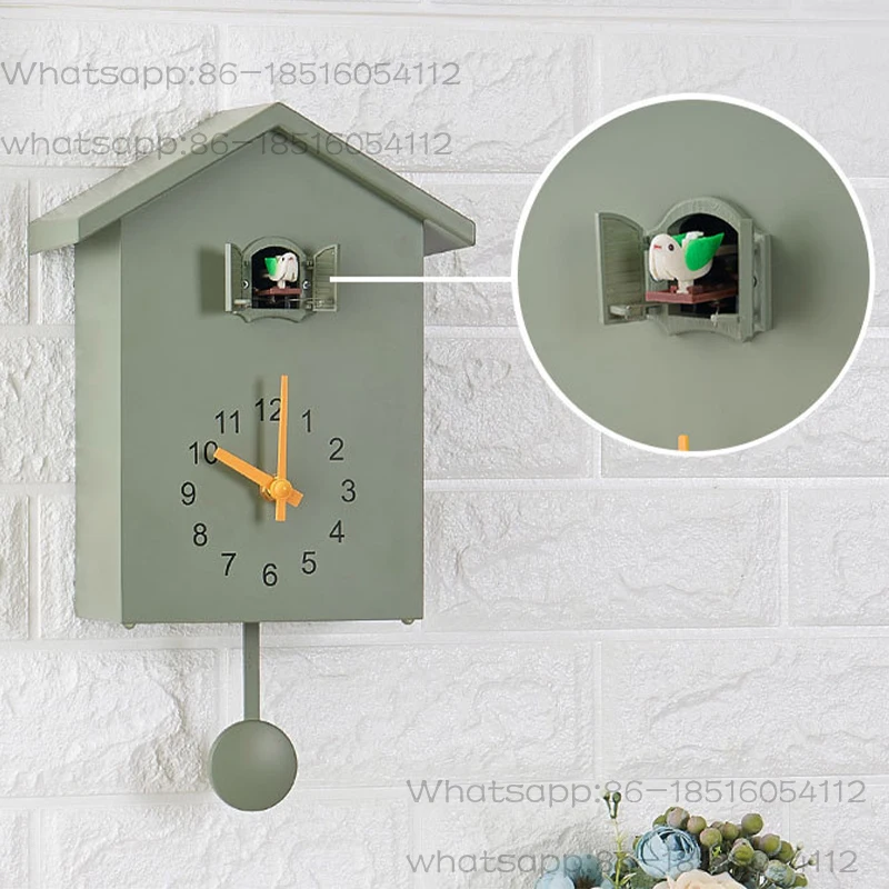

Simple pendulum silent bell ringing quartz wall clock home decoration living room cuckoo clock