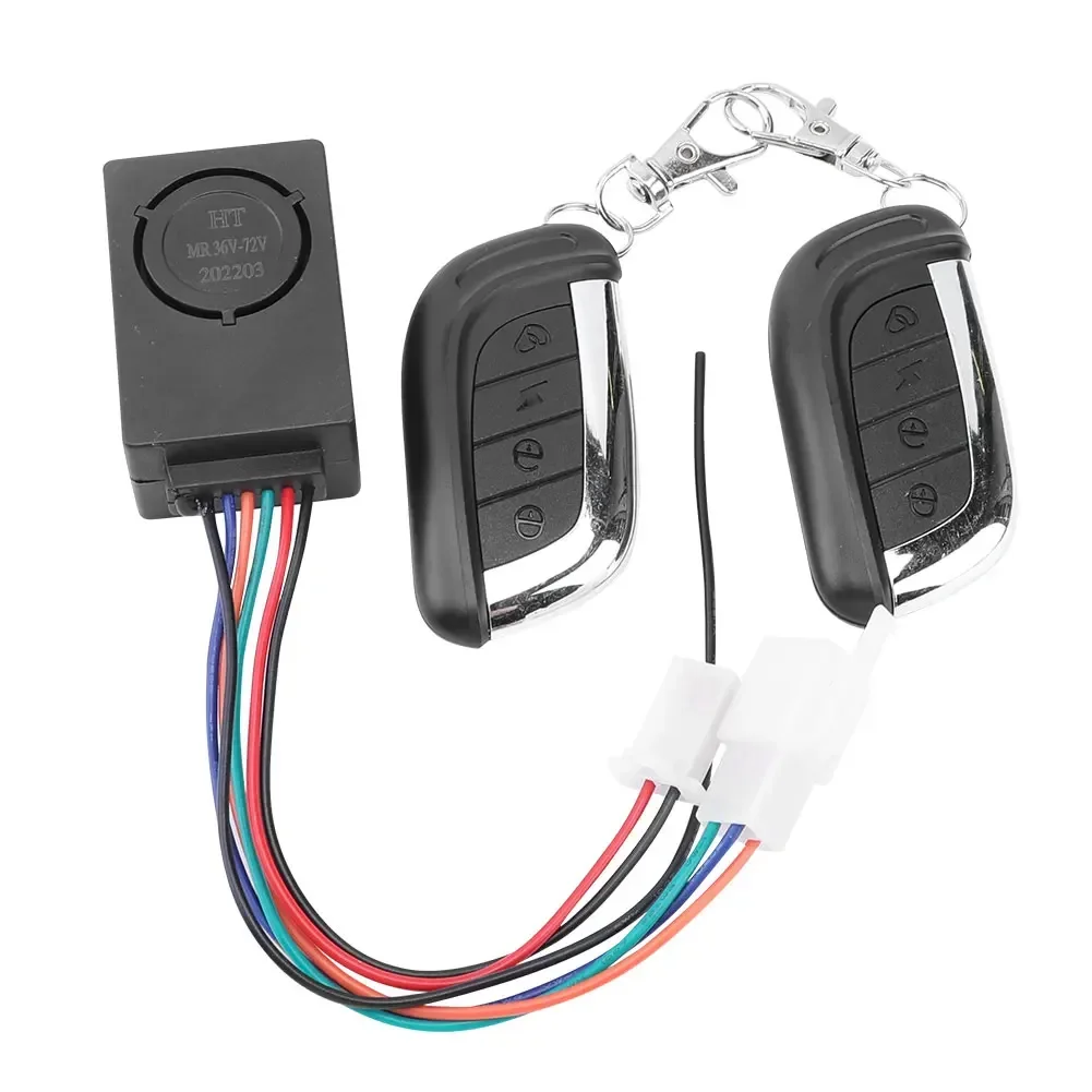 E-Bike Alarm System 36-72V with Two Switch AntiTheft Remote Control Detector Alarm Black for Electric Bicycle Scooter Motorcycle