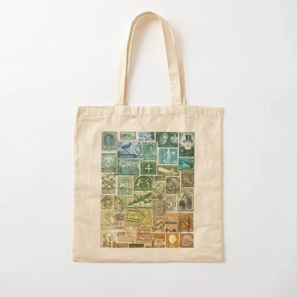 

Woodland Colours Postage Stamp Collage Tote Bag tote bags men tote bag men's Canvas Bag