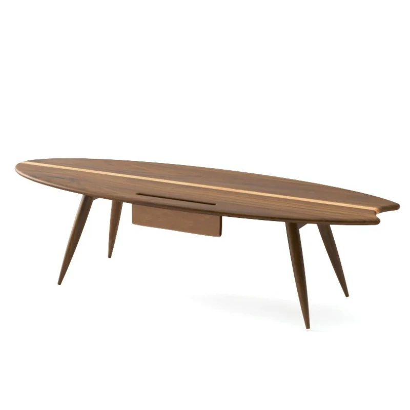 

Surfboard coffee table, all solid wood retro simple small apartment foldable