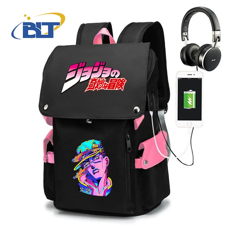 Jojo Bizarre Adventure anime print student schoolbag youth usb outdoor travel bag kids back to school gift