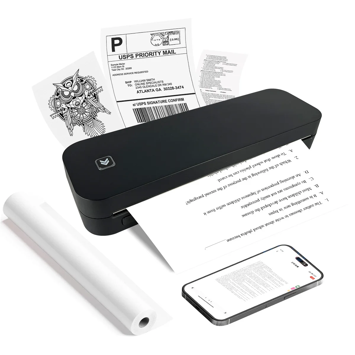 Wireless Bluetooth Thermal Printer Portable Tattoo Printer Office Document A4 Paper Printer Compatible with Android iOS Laptop