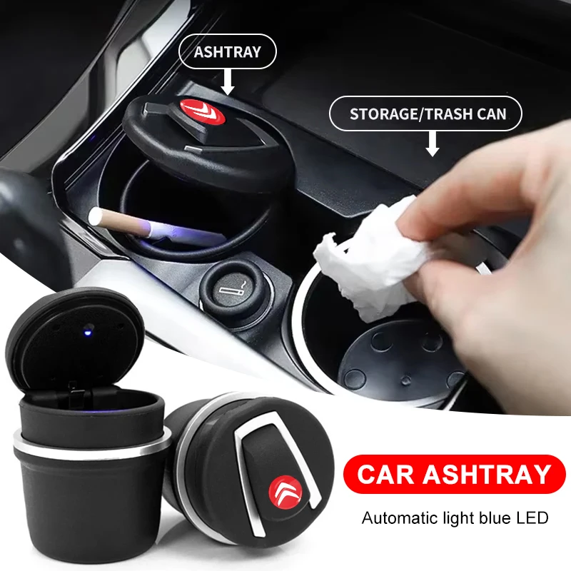 

Портативные автомобильные пепельницы с LED-подсветкой для сигарет и сигар, цилиндрические, для Citroen C1 C2 C3 C4 C5 C6 C8 C4L DS3 DS4 DS5 DS5LS DS6