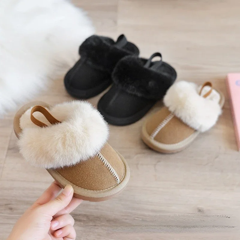 Autumn New Child Slippers Korean Edition Anti Suede Slippers for Girl Warm Cotton Winter Cotton Inserts Stylish Boy Slippers