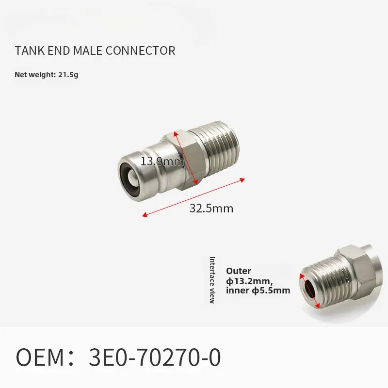 

Outboard Engine Oil Pipe External Fuel Tank Parts Universal Tank End Male Connector 3E0-70270-0 for Tohatsu Mercury Honda