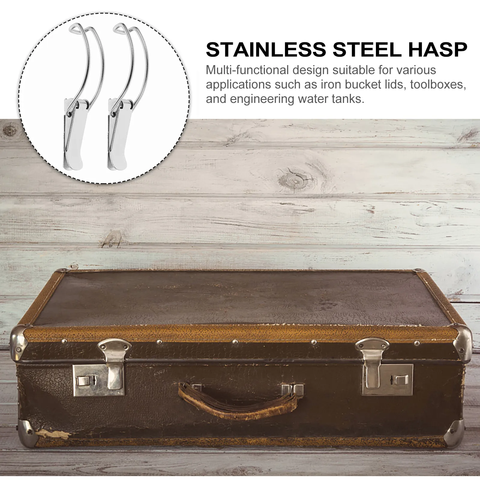 10Pcs Hasp Heavy Duty Stainless Steel Spring Toggle Latches Multi-Use Box Buckle Hinges Toolbox Metal Bucket Wood Box