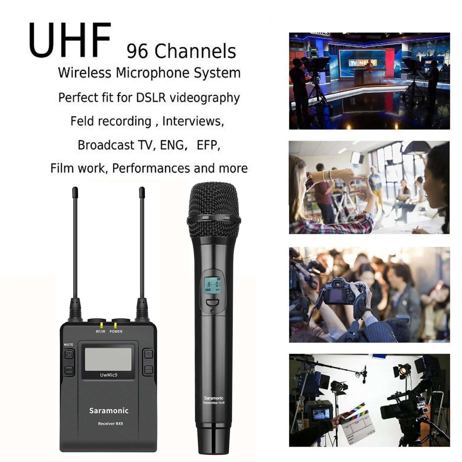 Saramonic UwMic9 Kit4 UHF Professionelle Wireless Handheld Mikrofon für PC Mobile DSLRs Aufnahme Streaming Youtube Mikrofon