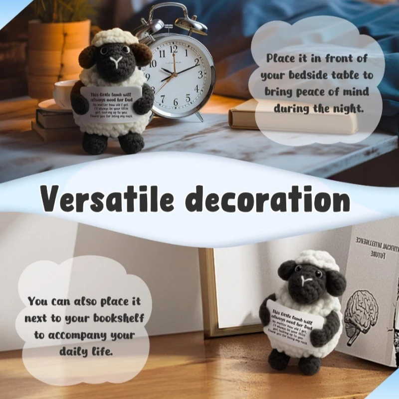 Fluffy Pastoral Lamb Theme Hand Crocheted Soft Yarn Doll Adorable White Black Color Matching Mini Lamb Ornament Bedroom Present