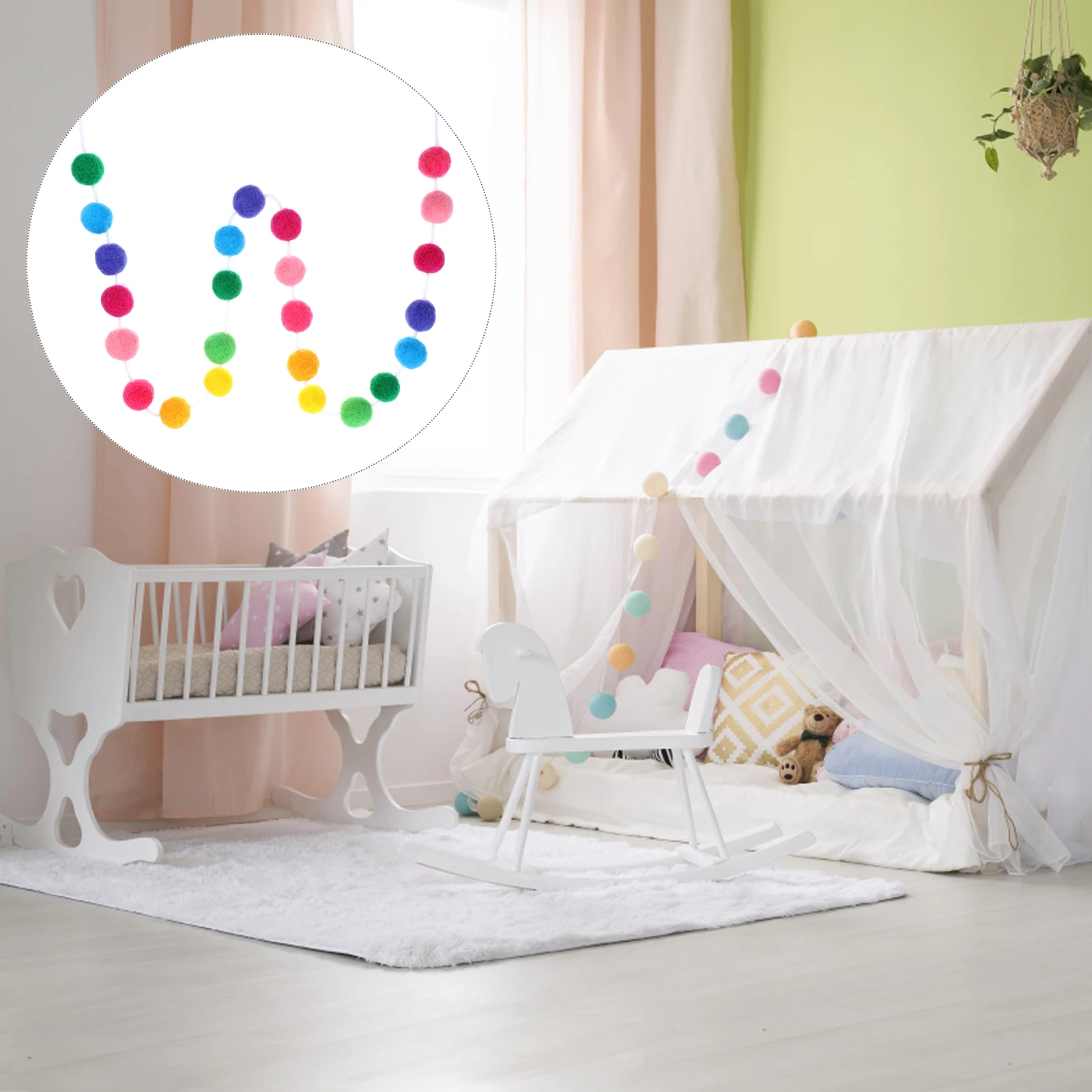 

Pom Pom Felt Ball Banner String Fine Craftsmanship Room Decoration Wall Hanging Adornments Photo Props Felt Ball Banner