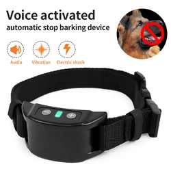 Dog Training Collars USB Rechargeable Auto Anti-Bark Collar Safety Static Shock 7 Sensitivity Level Nylon Collar Pet Supplies