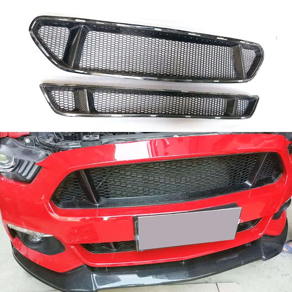 

Сетчатая решетка переднего бампера автомобиля из углеродного волокна для Ford Mustang 2015-2017 гоночные решетки переднего бампера